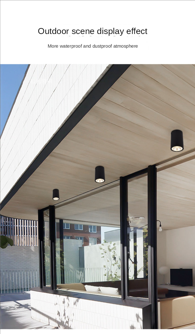 LED Waterproof IP65 COB Ceiling Downlight Surface Mounted Balcony Terrace Hotel Kitchen Bathroom Lamp