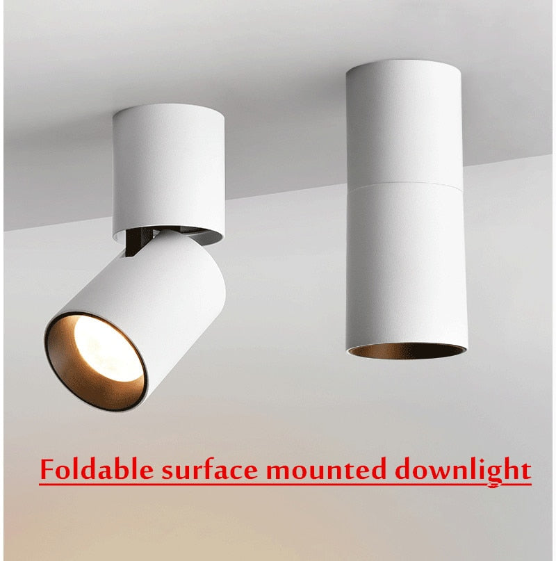 Foldable LED Surface Mounted Downlight 12W 15W 20W Black/White Housing 360 Degree Rotatable 3000K/4000K/6000K Ceiling Spot Light