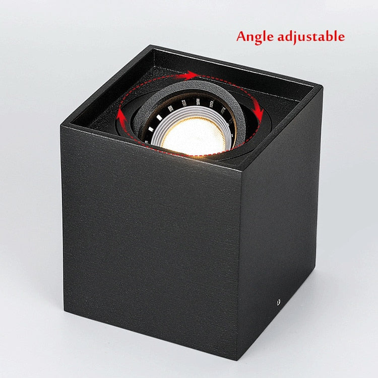Square Dimmable Angle Adjustable LED Surface Mounted Downlight with Replaceable GU10 LED Bulb 7W/12W/15W LED Ceiling Spot Lamp