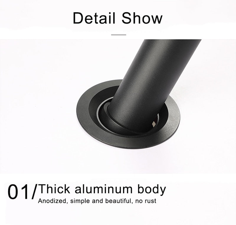 Simple LED downlight 360 degree rotating bedroom lamp spotlight bedside lamp lamp adjustable light source 3w