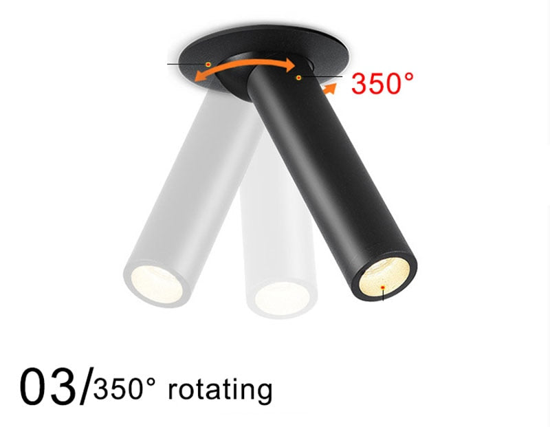 Simple LED downlight 360 degree rotating bedroom lamp spotlight bedside lamp lamp adjustable light source 3w