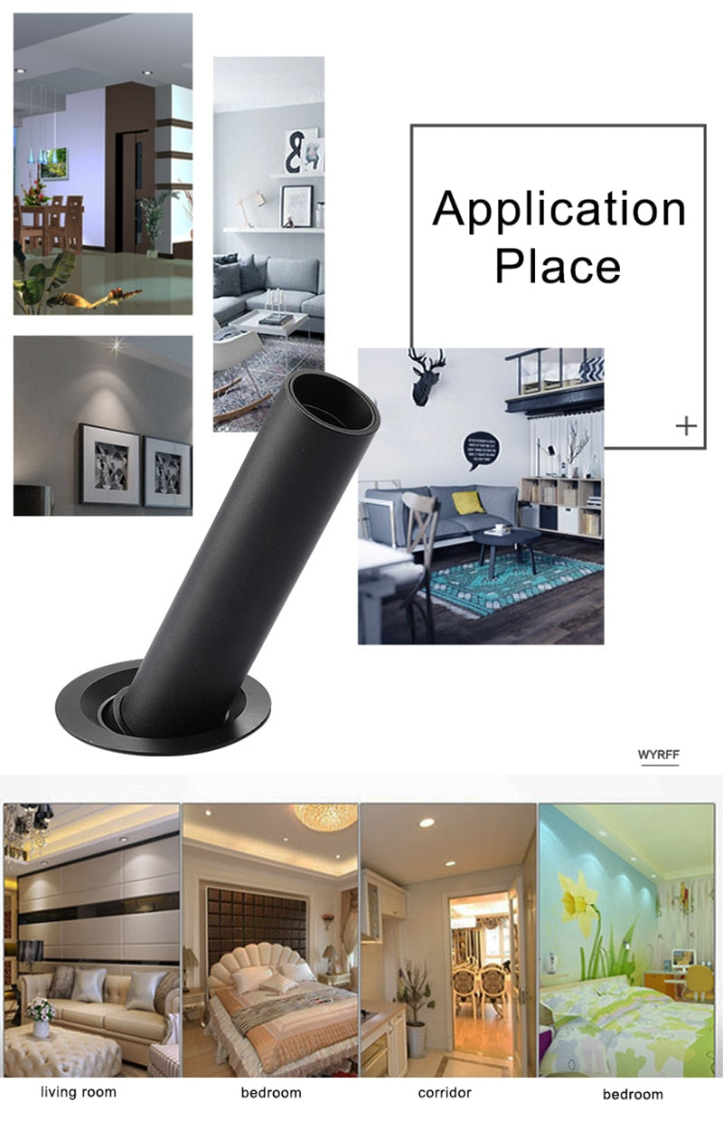 Simple LED downlight 360 degree rotating bedroom lamp spotlight bedside lamp lamp adjustable light source 3w