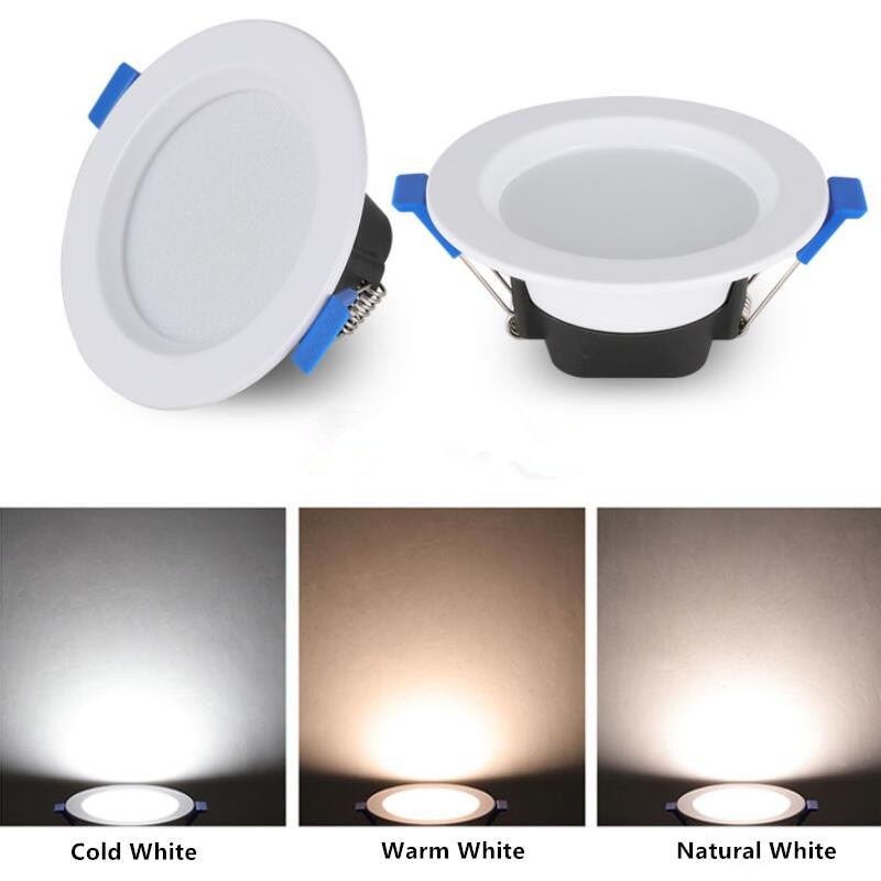 Round LED Downlight 5W Recessed down Lamp Three color Light Changeable 85-265V Led Bulb Bedroom Kitchen Indoor LED Spot Lighting