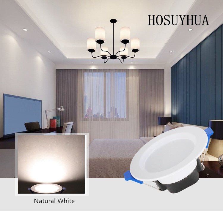 Round LED Downlight 5W Recessed down Lamp Three color Light Changeable 85-265V Led Bulb Bedroom Kitchen Indoor LED Spot Lighting