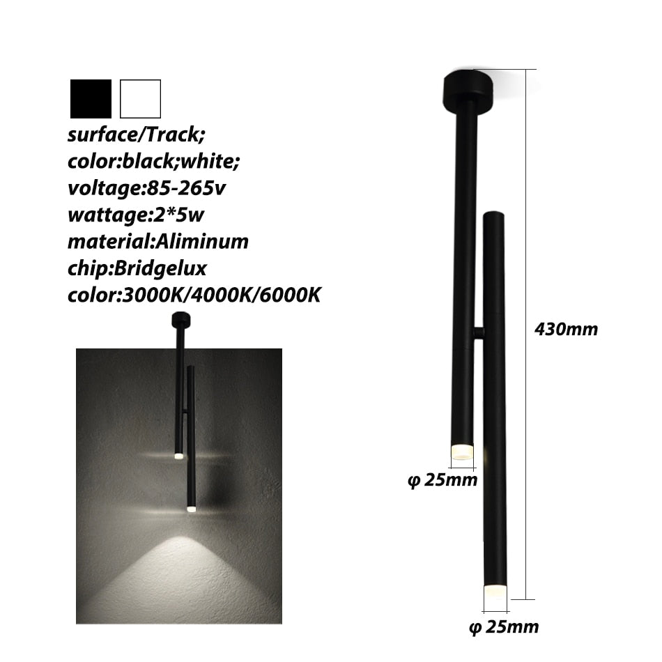 LED Surface Mounted 10W Ceiling Downlight Cord Lamps Kitchen Company Table Pipe Tube Lamp Dining Room Bar Shop Spot Light