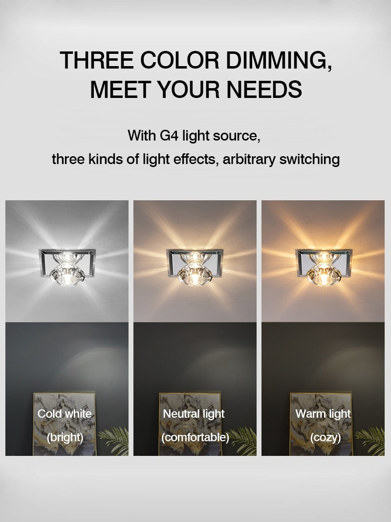 MOONSHADOW Led Downlights Exquisite Crystal Living room Led Aisle Corridor Lamp 5W Home Ceiling downlight 220V