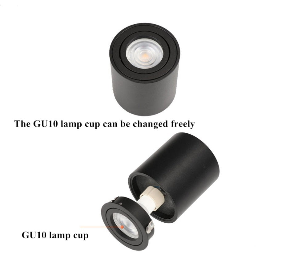 Square Surface Mounted LED Downlight 1pcs with Replaceable GU10 LED Bulb 7W 10W LED Ceiling Spot Light AC85V-265V Indoor