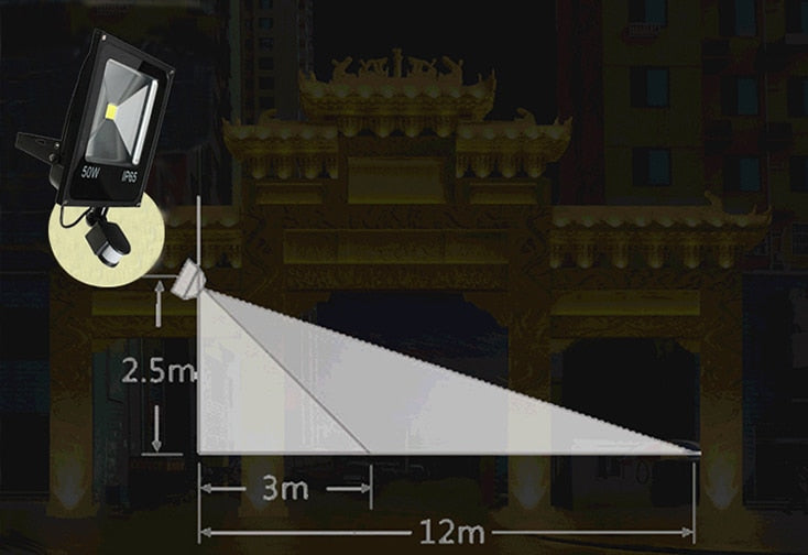 LED flood light 10W 20w 30w 50w 220V 110V PIR Motion sensor Induction Sense lampled downlights outdoor light