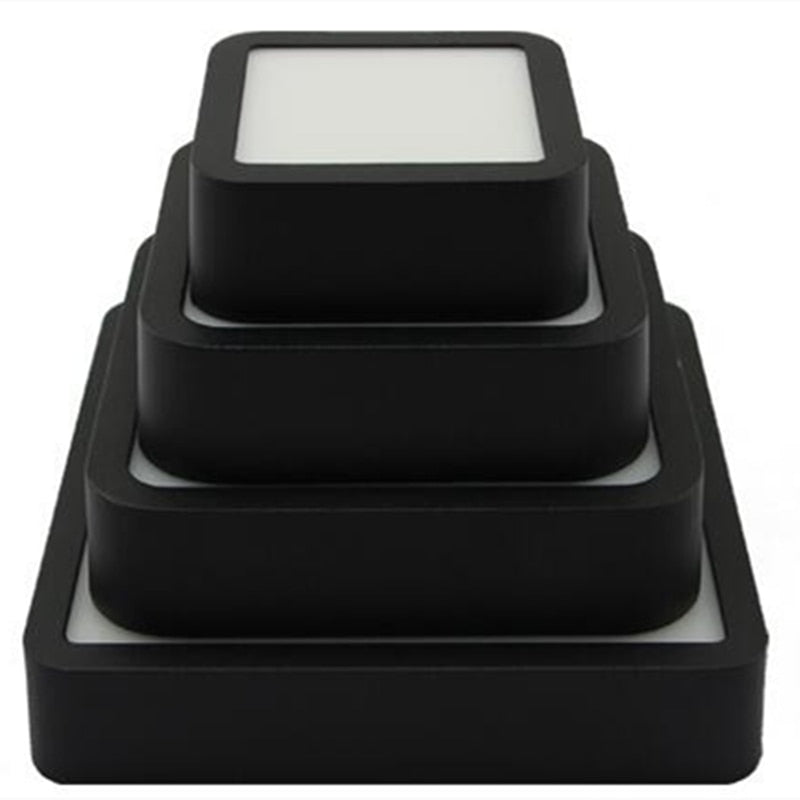 LED Panel Light 1pcs black 6W 9w 12W 18W 24w Surface Mounted LED Ceiling Lights AC85-265V Round Square LED Downlight