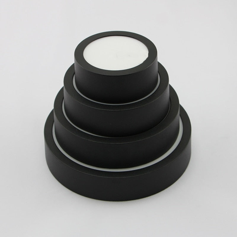 LED Panel Light 1pcs black 6W 9w 12W 18W 24w Surface Mounted LED Ceiling Lights AC85-265V Round Square LED Downlight