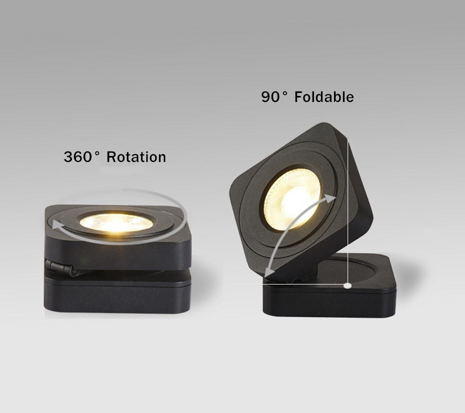 DBF 360 Angle Adjustable Square Surface Mounted Downlight Ceiling Lamp 5W 7W 10W LED COB Spot Light AC110/220V Ceiling Light