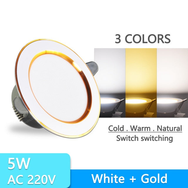 Downlight 10pcs 3W 5W led Downlight AC220V six color recessed downlight ceiling Kitchen living room Indoor ceiling spot light