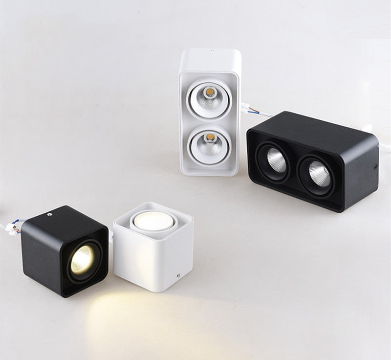 Square Surface Mounted Dimmable Super bright LED Downlights 10W 15W 20W 30W AC110-220V COB LED Ceiling Lamp Spot Lights LED Lamp