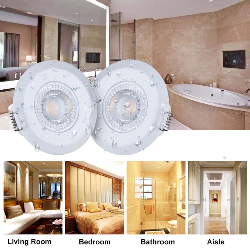 6PCS Waterproof 5W 7W LED Recessed Downlight Ultra Thin Bathroom Lamp Dimmable Round Driveless Ceiling Lighting AC 85-265V