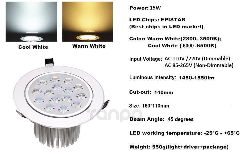 10pcs 3W - 18W Dimmable LED Recessed Ceiling Down Light White Lamp 220V 110V + Driver Downlight Spotlight for Home Office Hotel - LED Lights For Sale : Affordable LED Solutions : Wholesale Prices