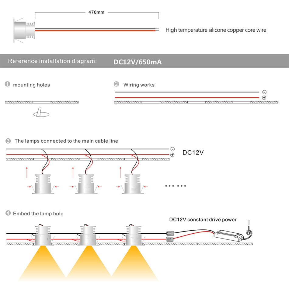 Mini Indoor LED Spot Light 9PCS /1set 12V Downlight Dimmable Recessed Ceiling Stair Light 1W Showcase Cabinet Lights