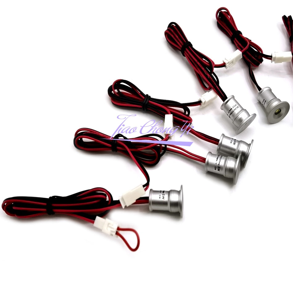 Mini Indoor LED Spot Light 9PCS /1set 12V Downlight Dimmable Recessed Ceiling Stair Light 1W Showcase Cabinet Lights