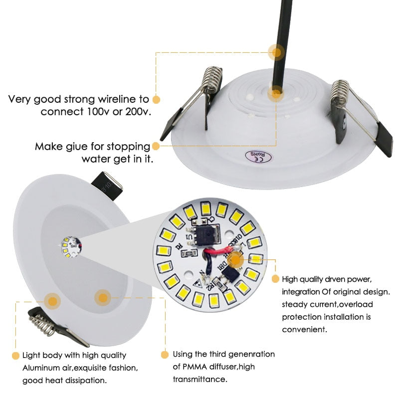 Dimmable Waterproof LED Downlight 10pcs 220V 5W/7W/9W/12W/15W LED Bulb Light Recessed LED Spot Light For Bathroom Kitchen