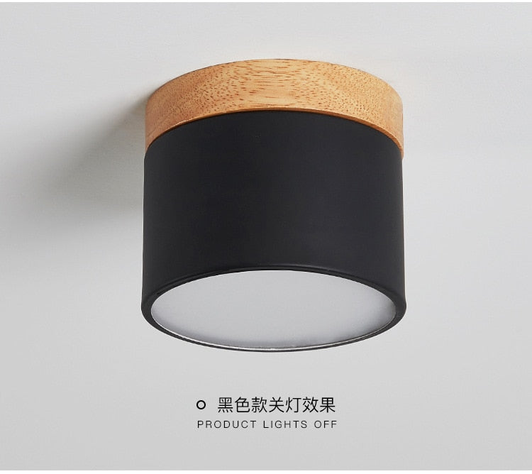 Surface mounted downlight household led Nordic modern minimalist porch corridor aisle macaron solid wood ceiling lamp