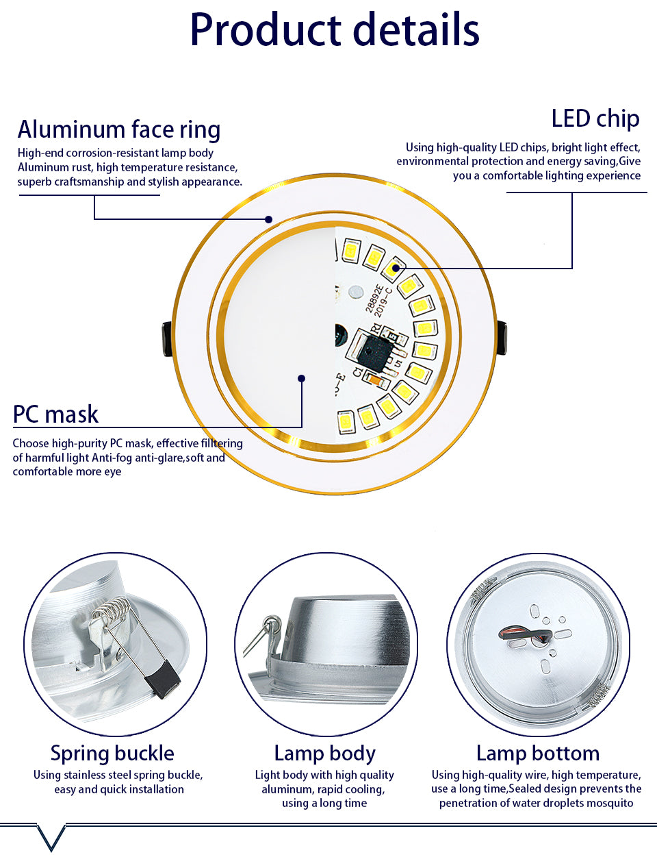 Led Downlight 2pcs/lot 5W 9W 12W 15W 18W AC 220V 230V 240V LED Ceiling Bathroom Lamps Living Room Light Home Indoor Lighting