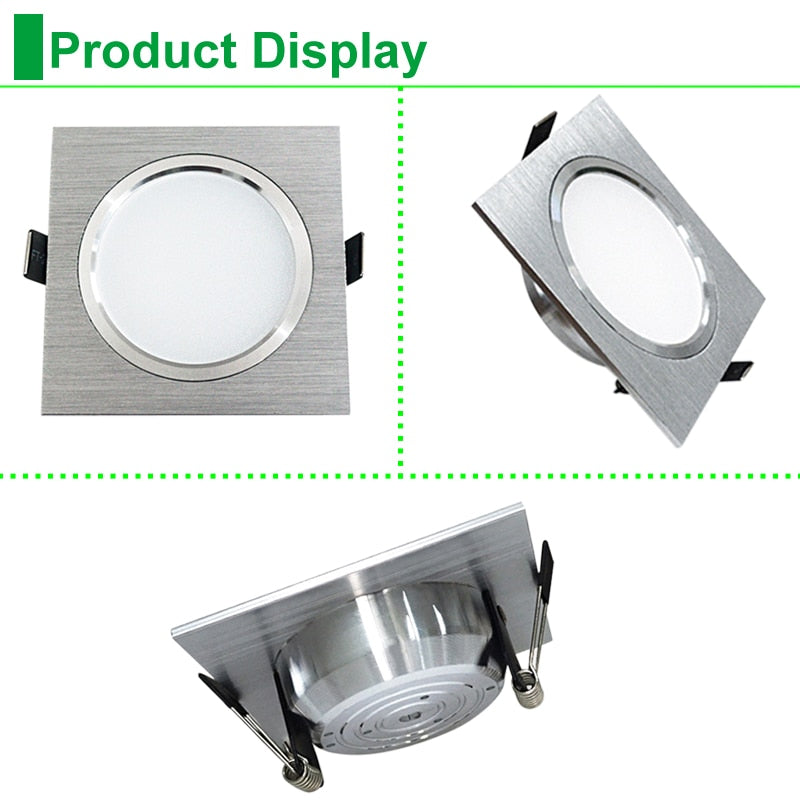 Led Downlight 3W 5W 7W Square Spot Lighting Lamp AC110V 240V Dimmable Down Lights Led Cabinet Light Black/silver