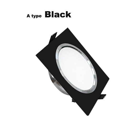 Led Downlight 3W 5W 7W Square Spot Lighting Lamp AC110V 240V Dimmable Down Lights Led Cabinet Light Black/silver