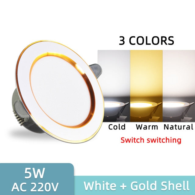 LED 3W 5W 9W 12W 15W 18W Downlight Spot led downlight AC 220V gold Silver White Ultra Thin Aluminum Round Recessed LED Spot Lighting