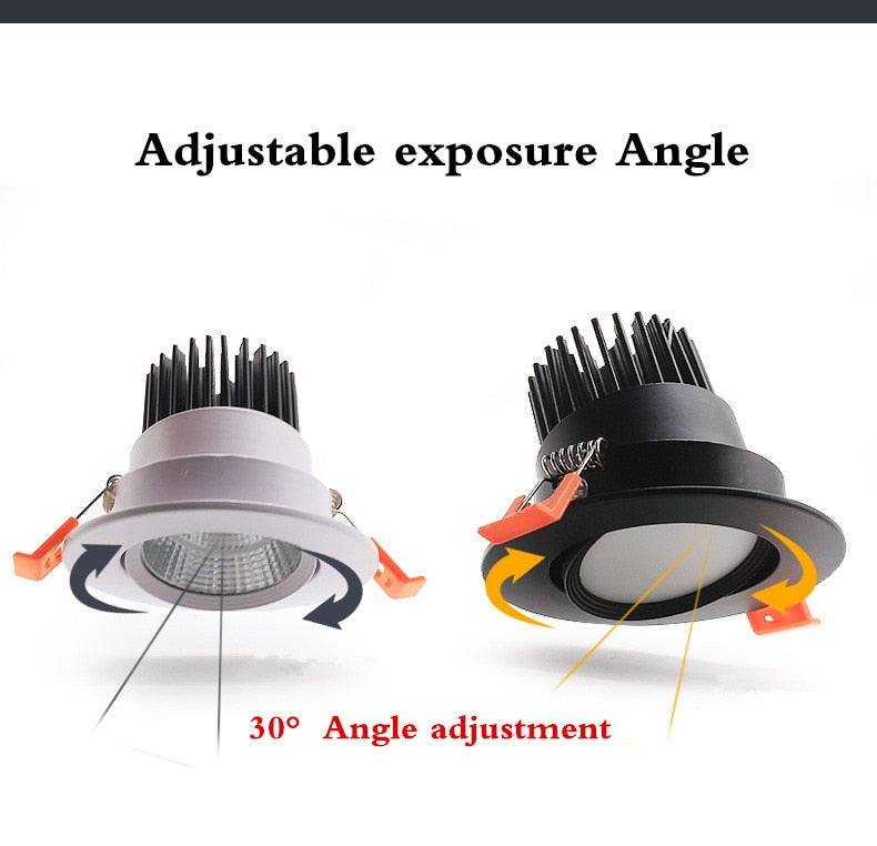 Led Spotlight Ceiling Lamp Recessed LED COB Downlight Dimmable 220V 110V Warm / Pure/Cold White Round Led Spot Light