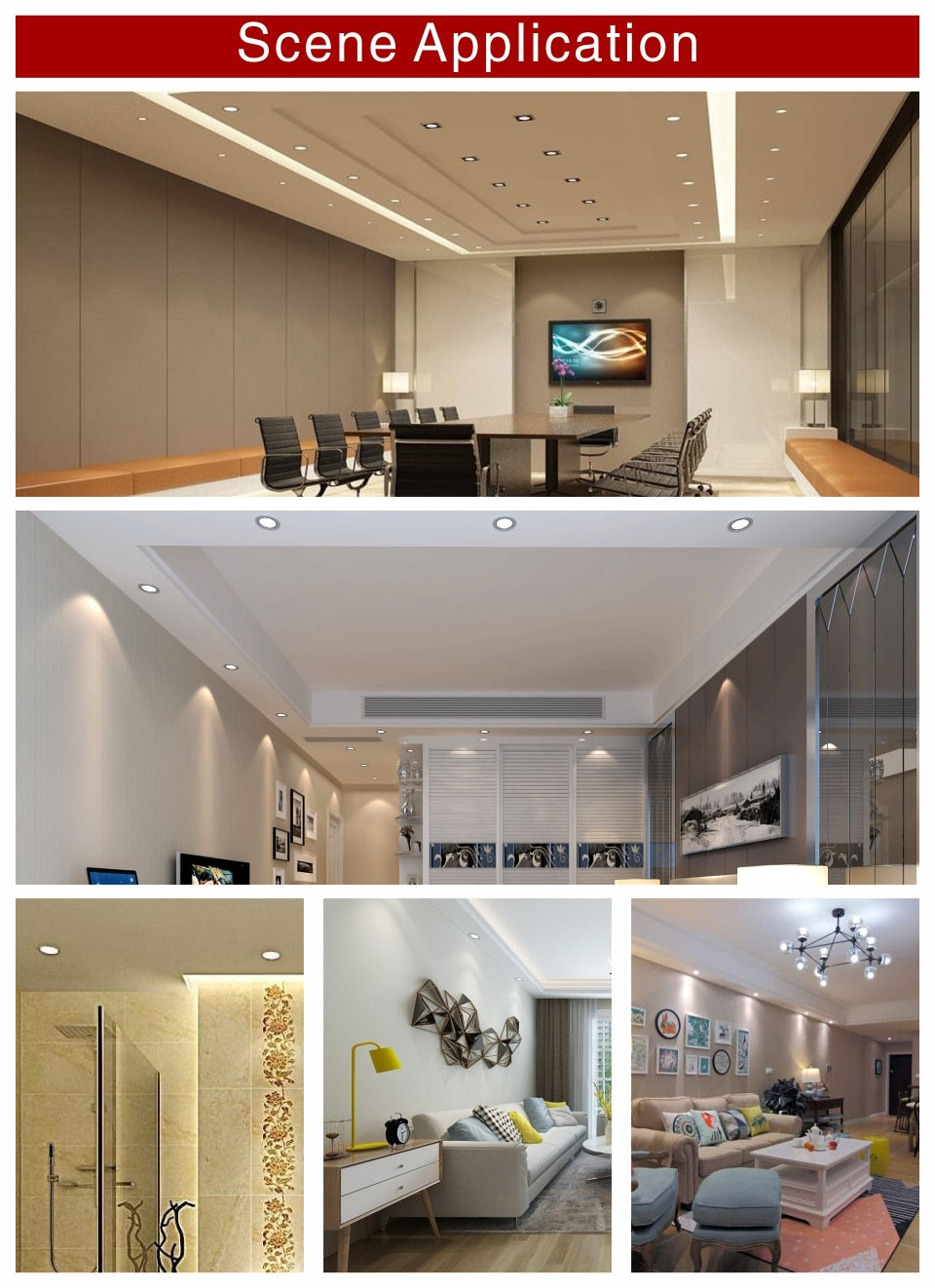 Led Downlight 220V 5W 9W 12W 15W 18W Ceiling Light Recessed Down light Round Led Panel Light LED Spot light Indoor Lighting