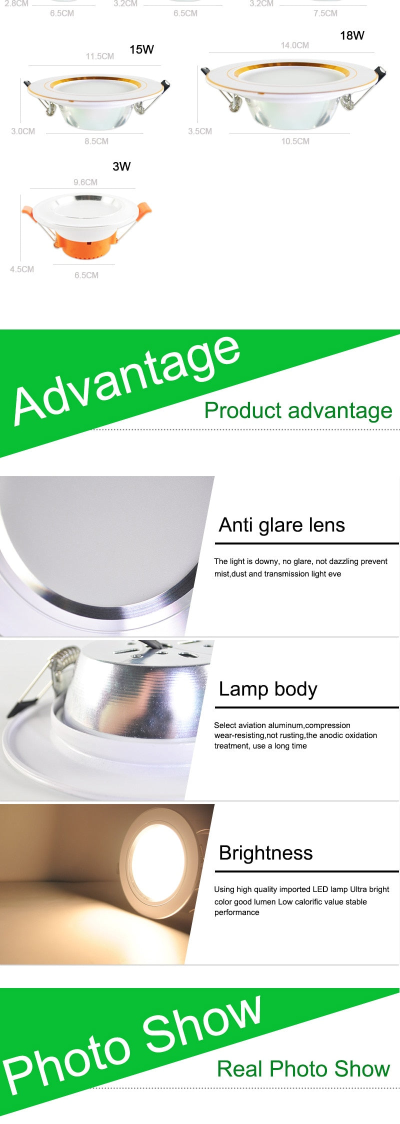 Downlight 3W 5W 9W 12W 15W 18W led downlight Silver White gold Ultra Thin Aluminum AC220V 240V Round Recessed LED Spot Lighting