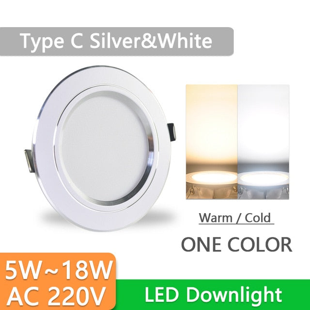 Downlight 3W 5W 9W 12W 15W 18W led downlight Silver White gold Ultra Thin Aluminum AC220V 240V Round Recessed LED Spot Lighting