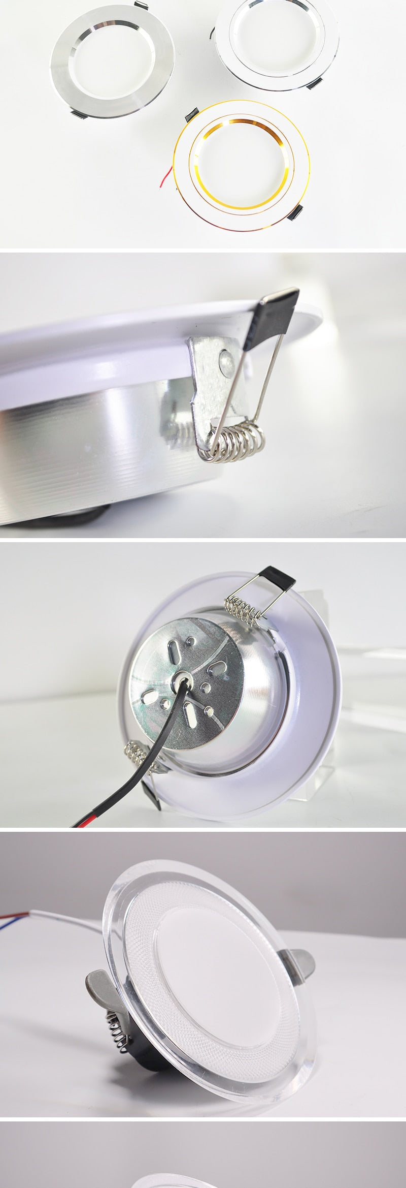 Downlight 3W 5W 9W 12W 15W 18W downlight AC 220V 240V Ultra Thin gold Silver Aluminum Round Recessed LED Spot Lighting six color