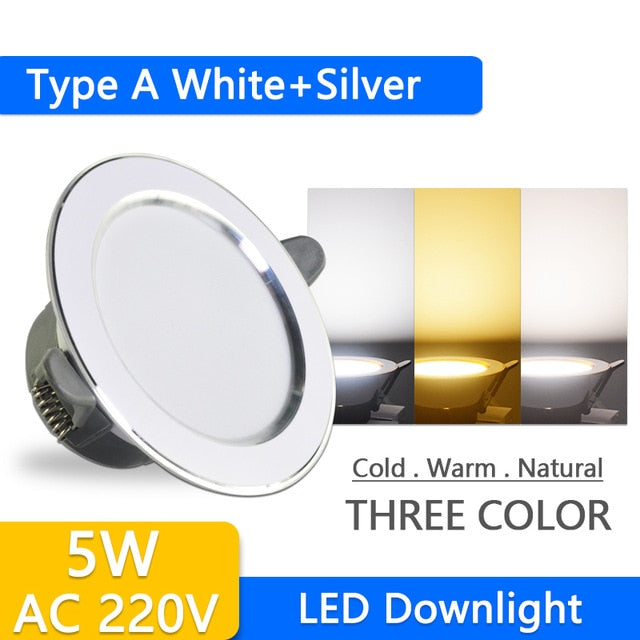 Downlight 3W 5W 9W 12W 15W 18W downlight AC 220V 240V Ultra Thin gold Silver Aluminum Round Recessed LED Spot Lighting six color