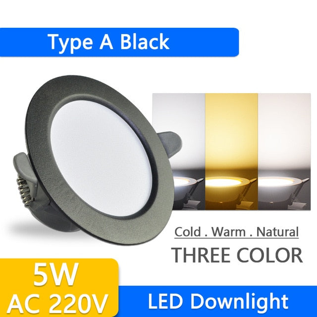 Downlight 3W 5W 9W 12W 15W 18W downlight AC 220V 240V Ultra Thin gold Silver Aluminum Round Recessed LED Spot Lighting six color
