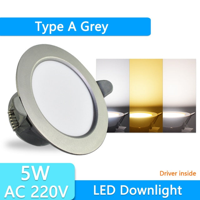 LED Downlight 3W 5W 9W 12W 15W 18W AC220V 240V downlight gold Silver White Ultra Thin Aluminum Round Recessed LED Spot Lighting