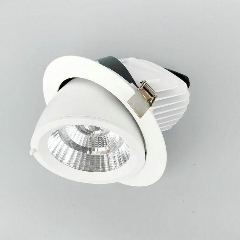 Rotate 360 degrees dimmable COB LED Ceiling light round high 20W 30W COB grille brushed White round LED Ceiling downlight