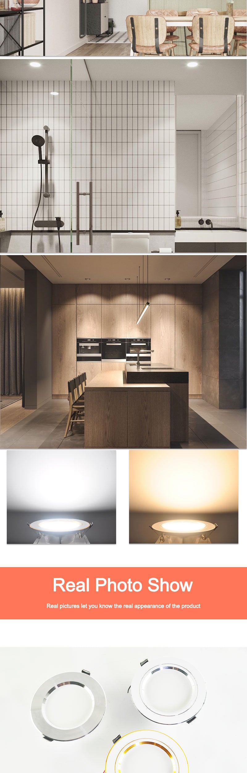 led downlight 4Pcs 3W 5W 9W 12W 15W 18W downlight Ultra Thin Aluminum AC220V Round Recessed LED Spot Lighting indoor lighting