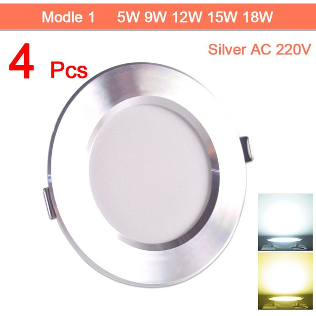 led downlight 4Pcs 3W 5W 9W 12W 15W 18W downlight Ultra Thin Aluminum AC220V Round Recessed LED Spot Lighting indoor lighting