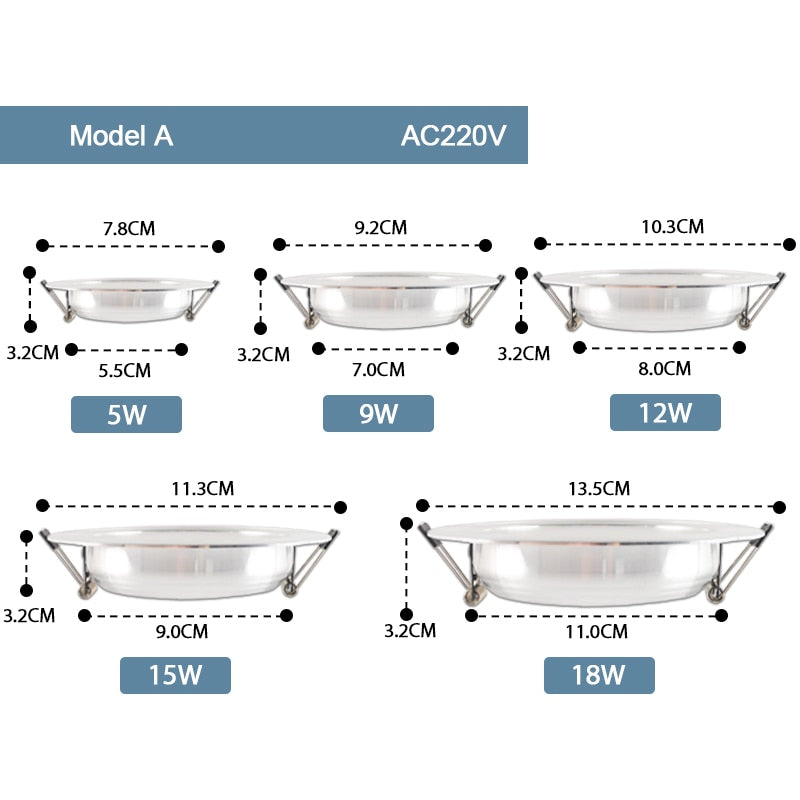 Downlight 3W 5W 9W 12W 15W 18W Spot led downlight Silver White gold Ultra Thin AC220V Aluminum Round Recessed LED Spot Lighting