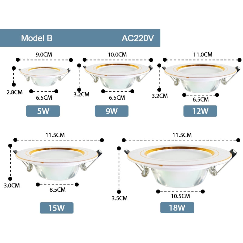 Downlight 3W 5W 9W 12W 15W 18W Spot led downlight Silver White gold Ultra Thin AC220V Aluminum Round Recessed LED Spot Lighting