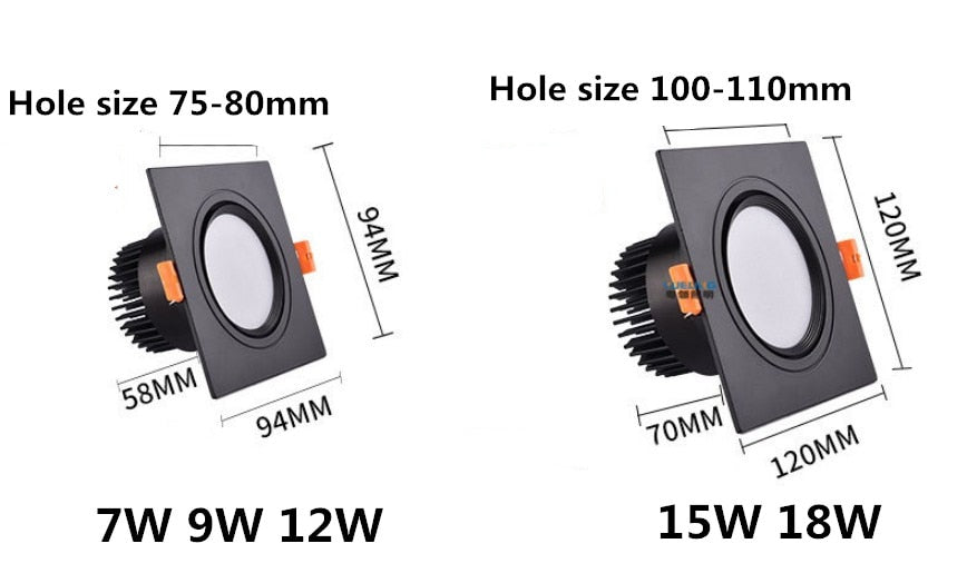 Dimmable LED COB Spotlight Ceiling lamp AC85-265V 3W 5W 7W 9W 12W 15W Aluminum recessed downlights round Led Spot Light