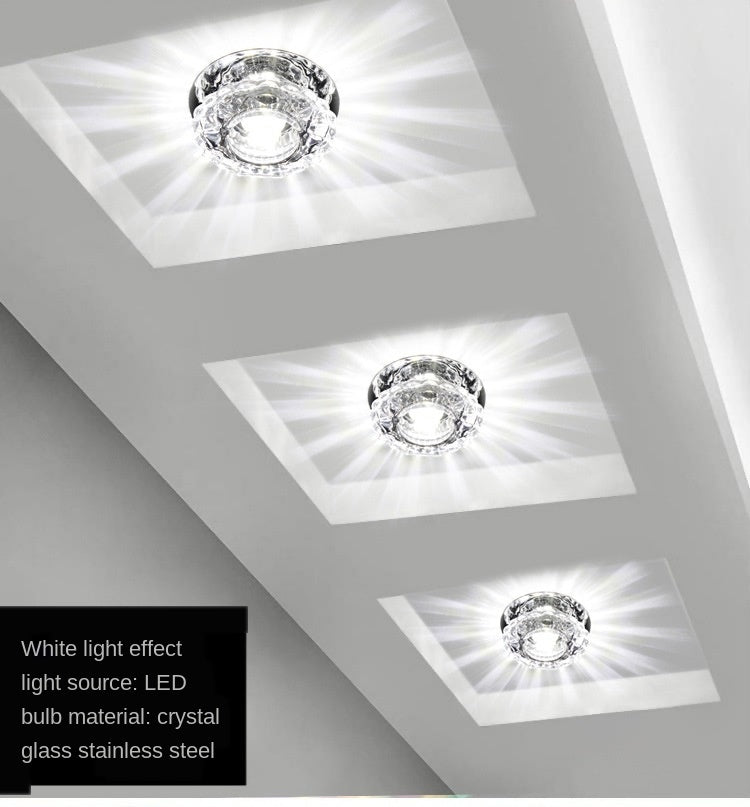 Crystal Spotlight LED Ceiling Light Embedded Living Room Downlight Ceiling Aisle Light Corridor Light