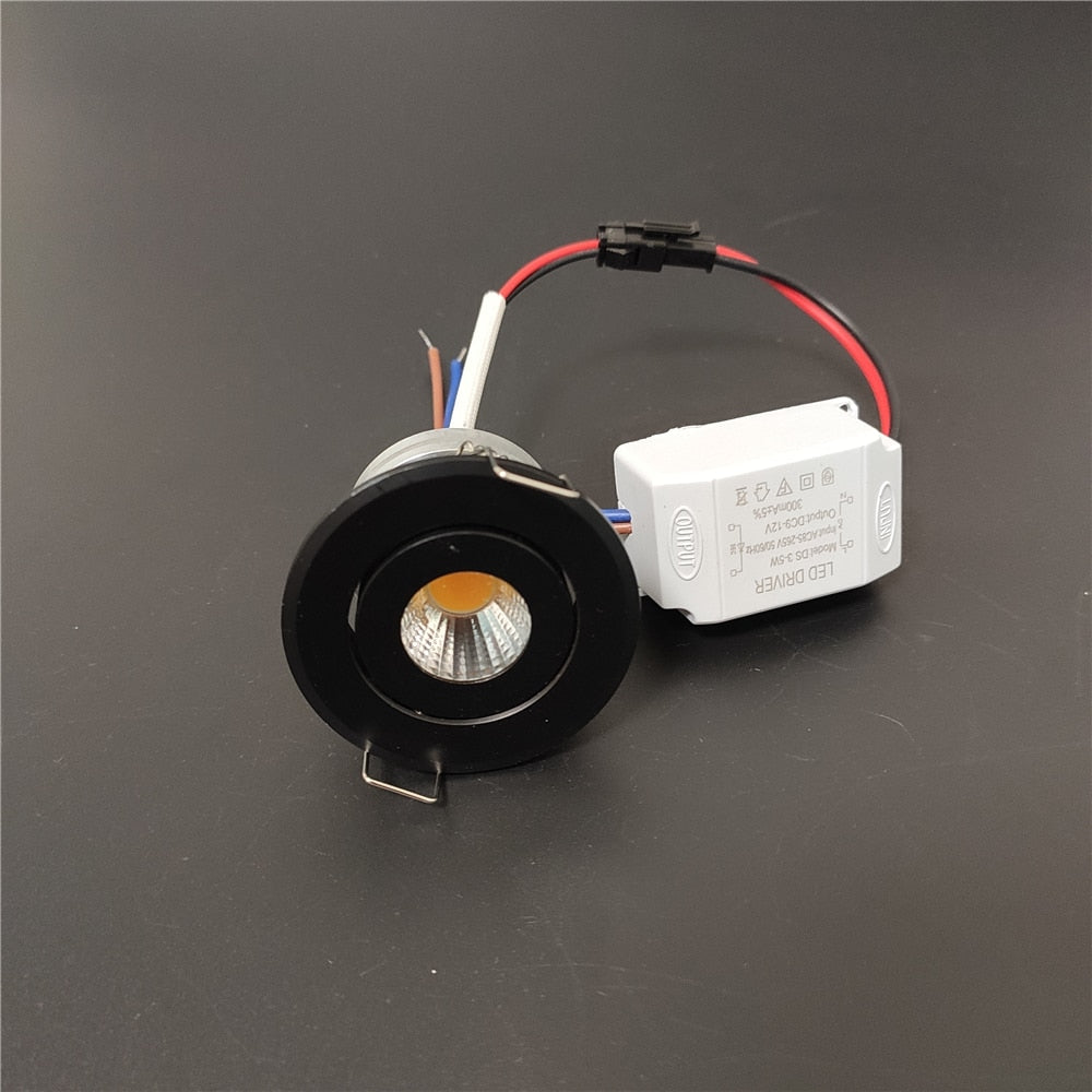 LED 3w 5w cob spot light dimmable Opening 4-4.5 cm downlight Recessed aluminum white black gold silver 110V 220V