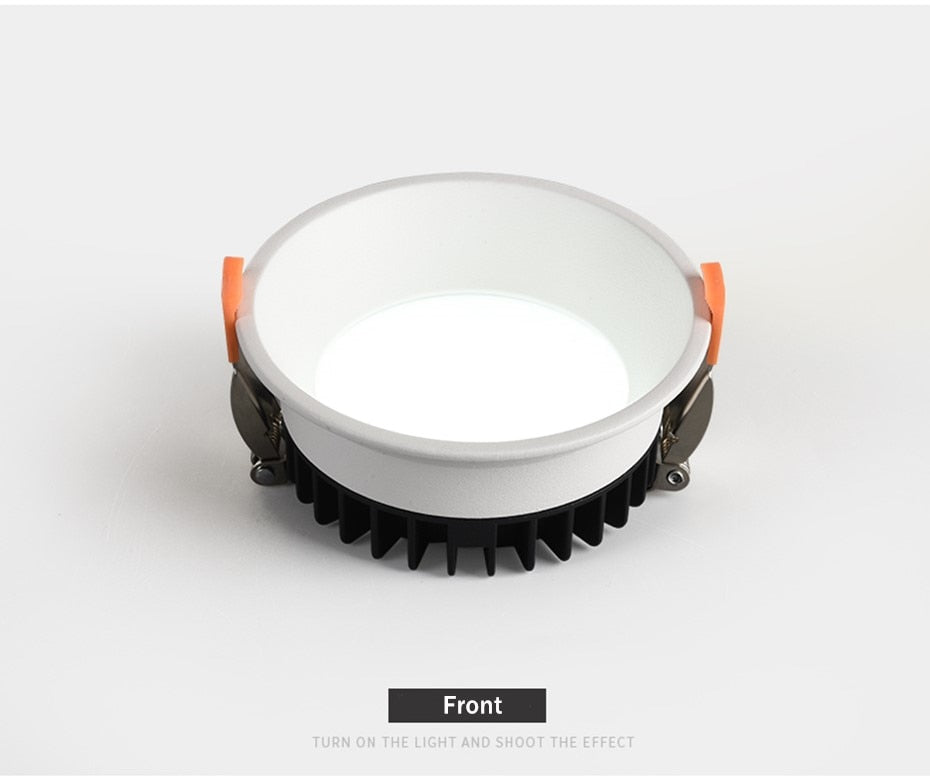 DBF 2020 Frameless 3 Light Temperature Anti Glare Recessed Downlight 7W 10W 12W 15W Round LED Ceiling Spot Light Pic Background