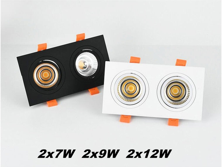 Square Dimmable Recessed COB LED Downlights 7W 9W 12W 18W LED Ceiling Spot Lights AC85-265V LED Ceiling Lamps Indoor Lighting