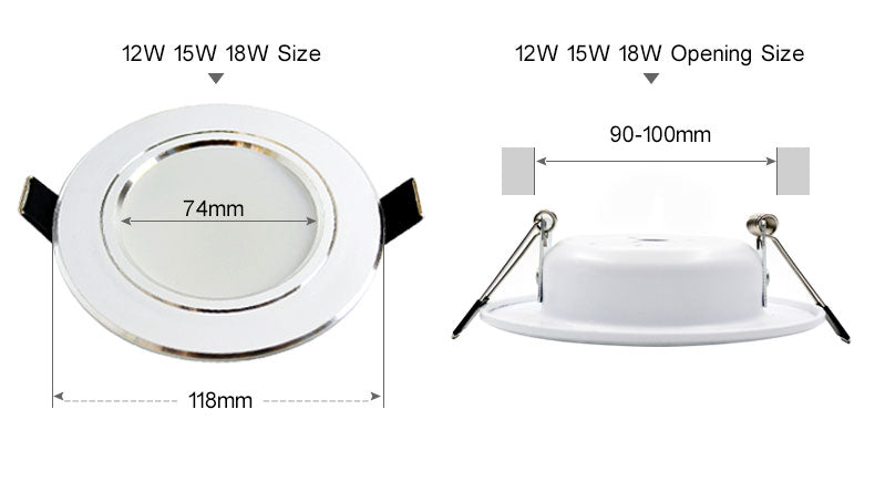 4Pcs Bright LED Downlight 5w 9w 15w Silver Border Round Ceiling Recessed Spot Light 110V 220V 230v Down Light Cold Warm White