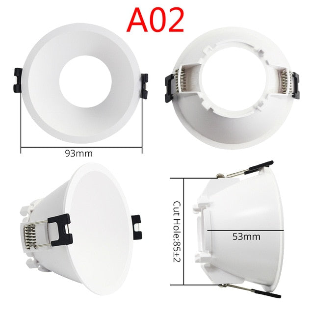 LEDIARY MR16 GU10 Downlight Frame Frosted Plastic White Recessed Ceiling Light Fitting 75mm Cut Hole Anti-glare Design