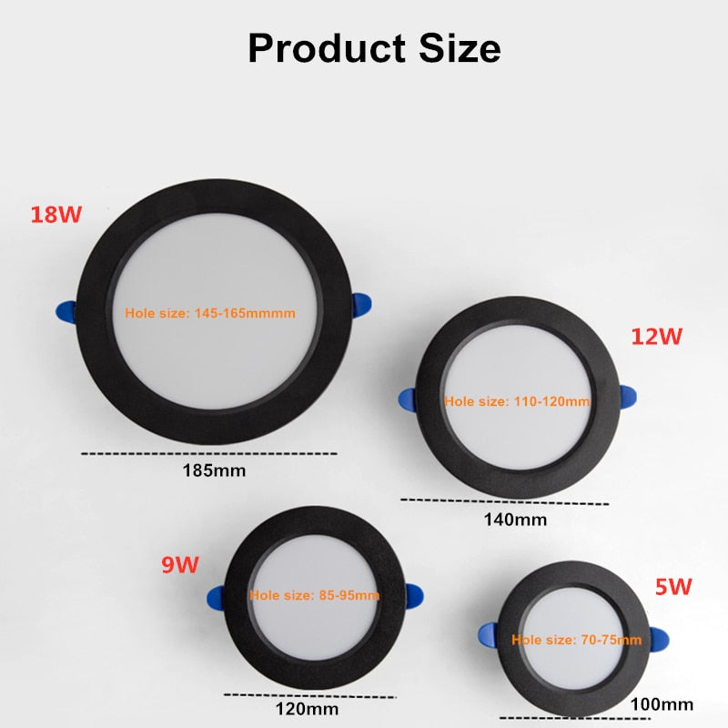 Round LED ultra-thin downlight embedded household 5W 9W 12W 18W living room aisle AC220V