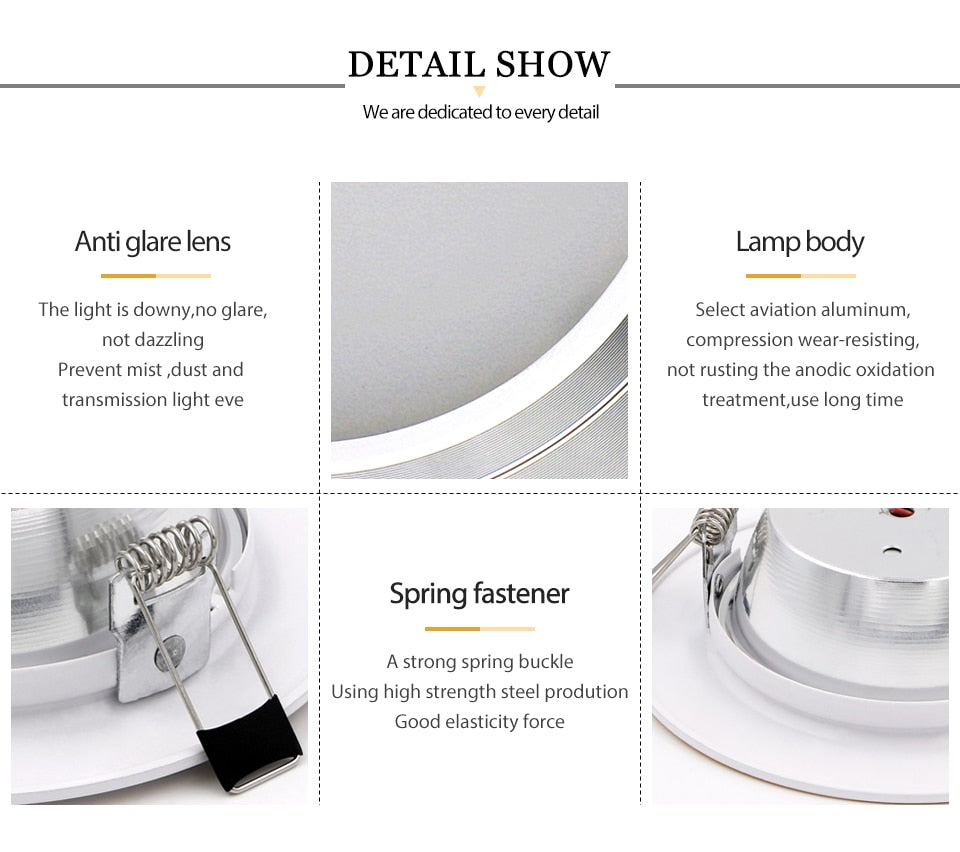 KARWEN LED Downlight Silver Body AC 220V 230V 240V Ceiling light 5W 9W 12W 15W 18W Led spotlight for living room