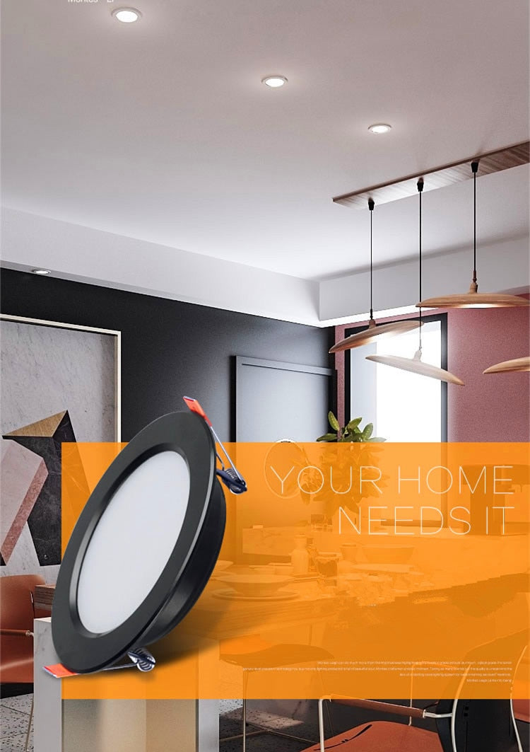 LED Black Downlight rgb 5w 7w 9w 12w 15w Recessed Lamp 220v LED Panel Light Bulb Bedroom Kitchen Bathroom Waterproof Lighting